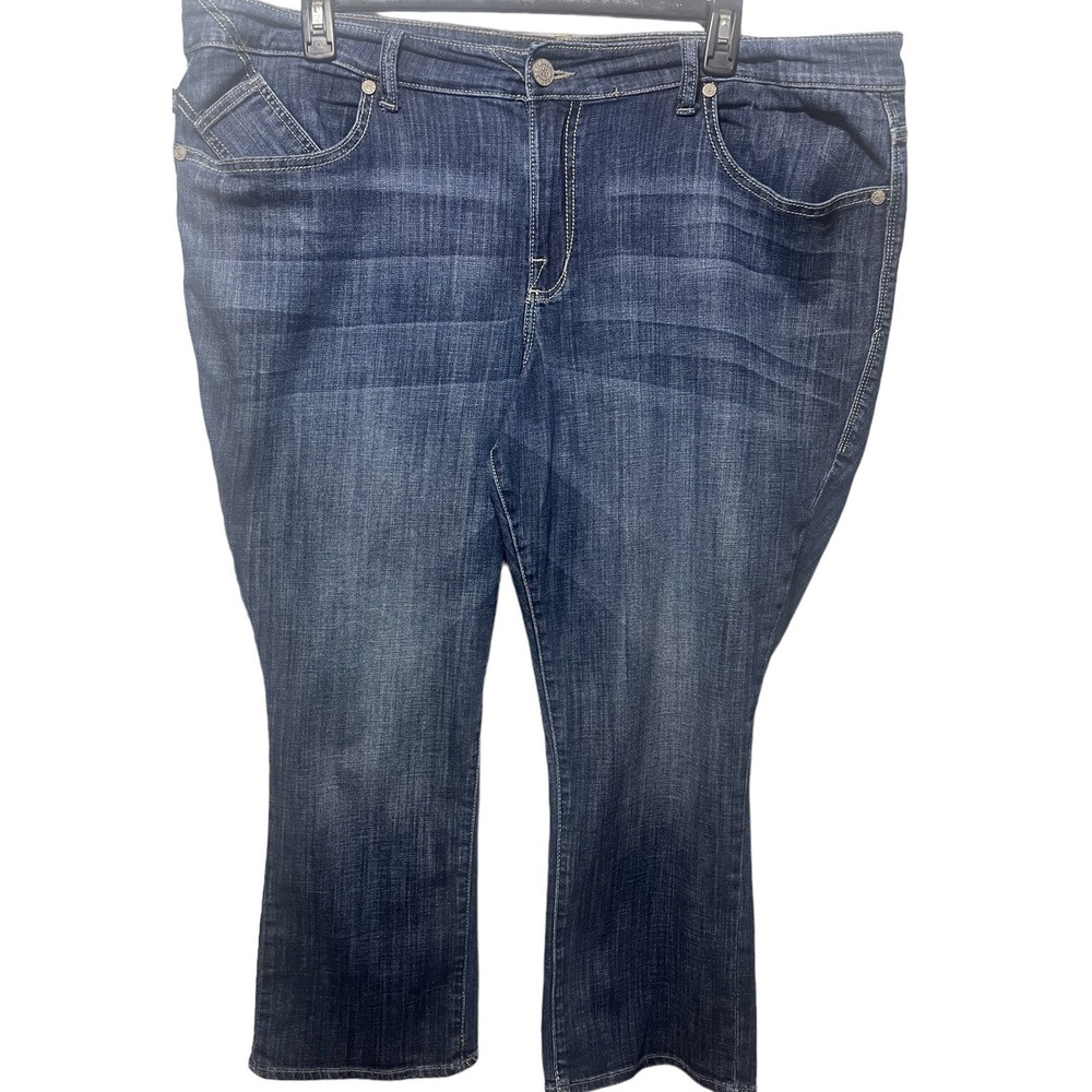 Rock & Republic Jeans Womens 22W Plus Blue Kendall Cropped Capri Dark Wash Denim